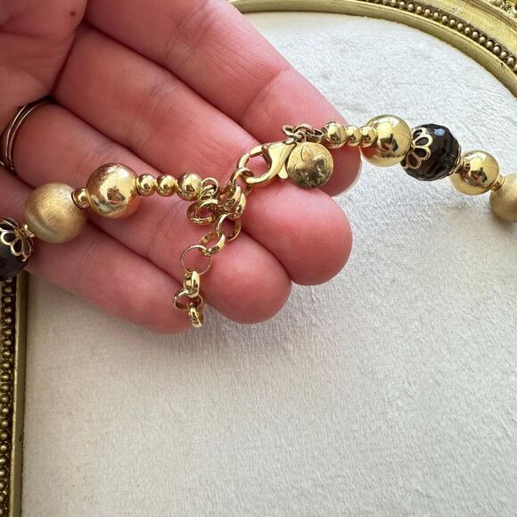 VERONESE Necklace 18k Gold Over Sterling Silver 11mm Beads Italy - Picture 2 of 6